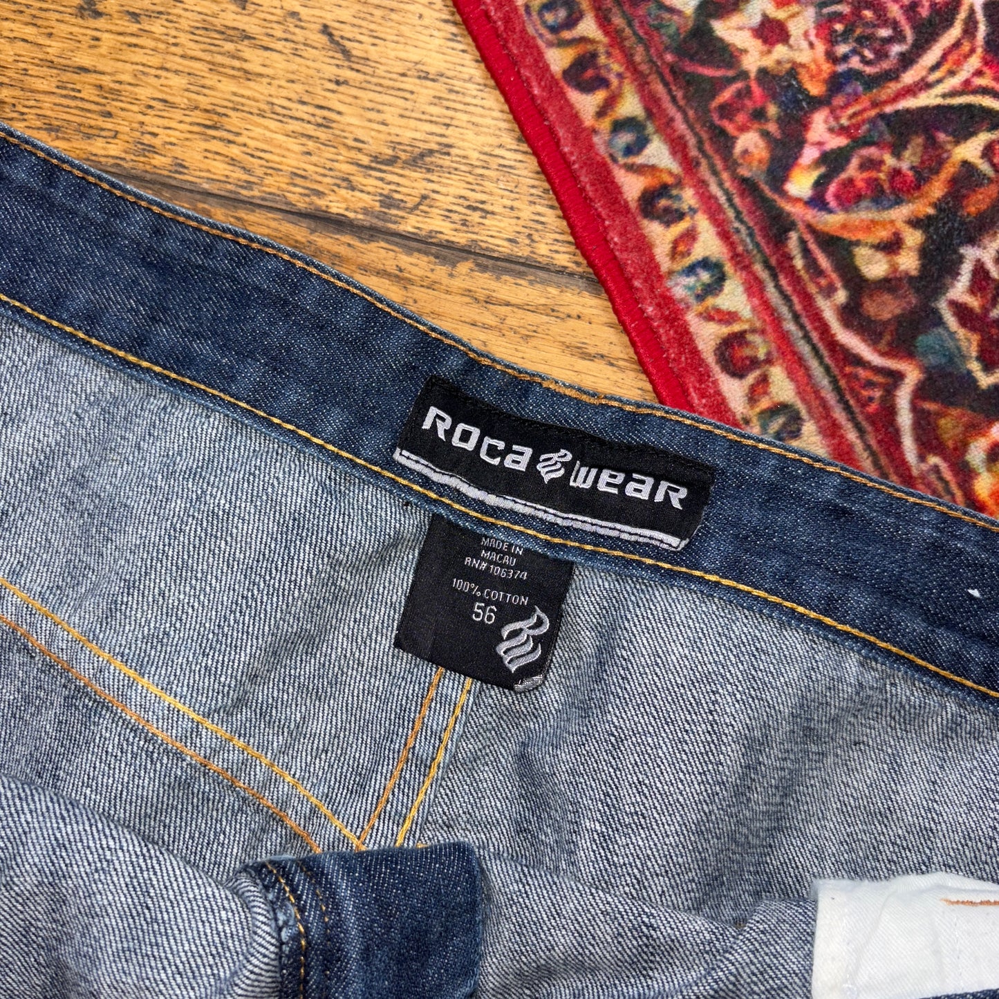 Vintage Rocawear Blue Embroidered Y2K Hip Hop Baggy Jeans - 56S