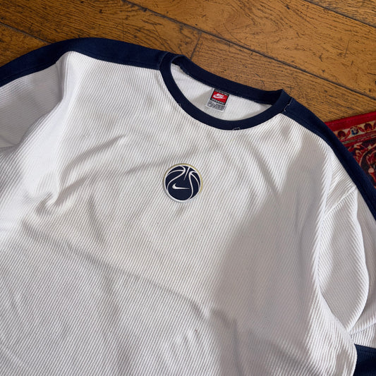 Vintage 90s Nike Basketball White Embroidered Sweatshirt - 2XL