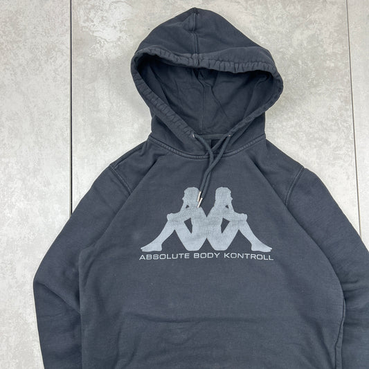 Vintage Kappa Black Hoodie Sweatshirt - M