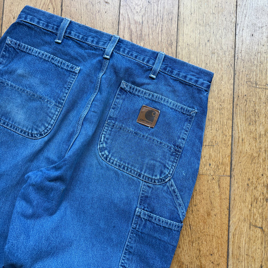 Vintage Carhartt Workwear Carpenter Blue Baggy Trousers - 34