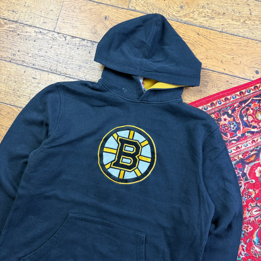 Vintage Reebok NHL Boston Bruins Black Embroidered Hoodie Sweatshirt - M