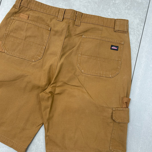 Vintage Dickies Workwear Carpenter Brown Baggy Shorts - 36