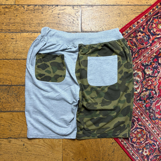 Vintage Bathing Ape Bape Grey Camo Sweat Jogger Shorts Jorts - M