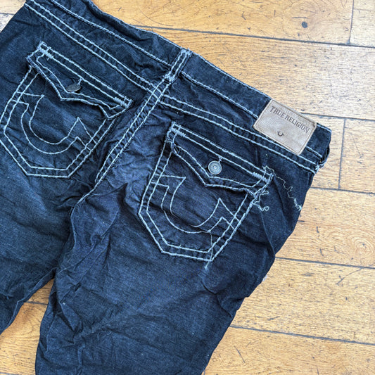 Vintage True Religion Black Embroidered Y2K Shorts Jorts - 44