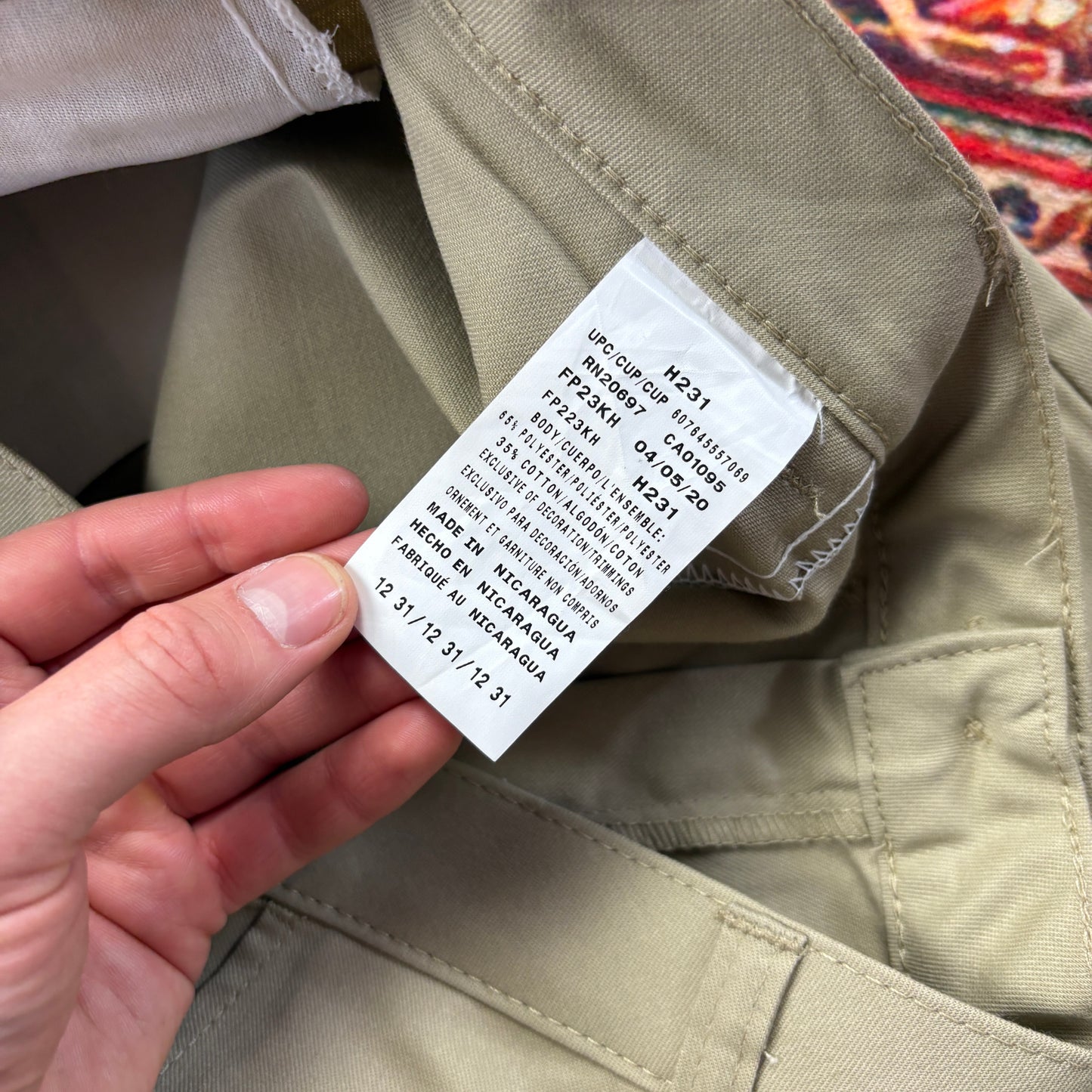 Vintage Dickies 874 Cream Baggy Cargo Skate Trousers - 32