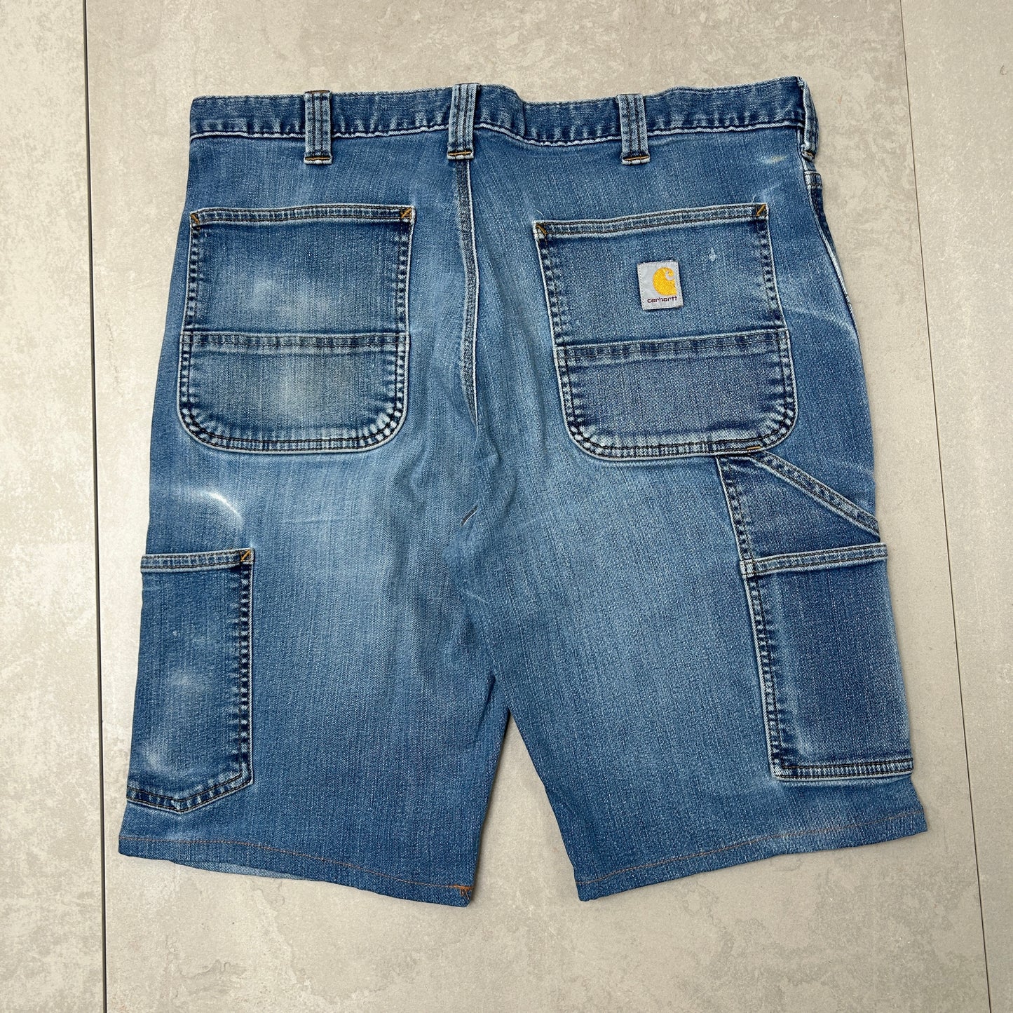 Vintage Carhartt Workwear Baggy Blue Carpenter Shorts - 36
