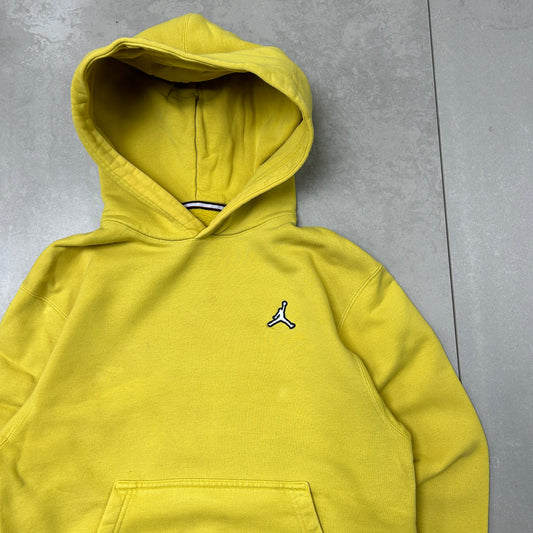 Vintage Nike Jordan Yellow Embroidered Hoodie Sweatshirt - S