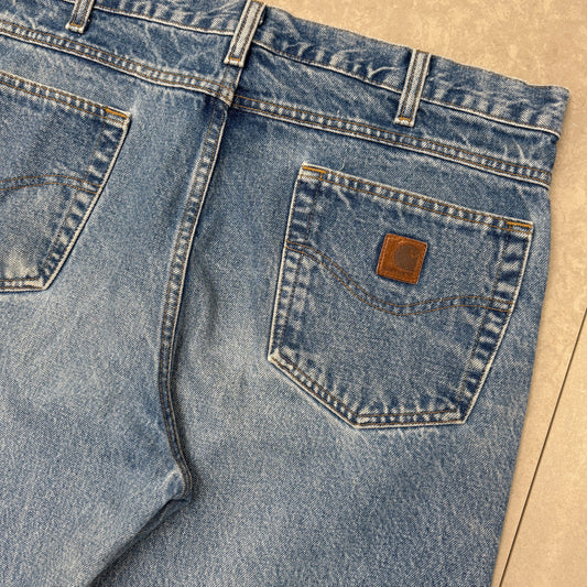 Vintage Carhartt Blue Workwear Carpenter Baggy Trousers - 36