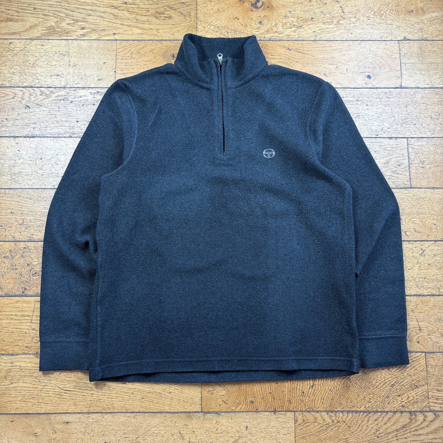 Vintage Sergio Tacchini Black Embroidered Fleece Sweatshirt - XL