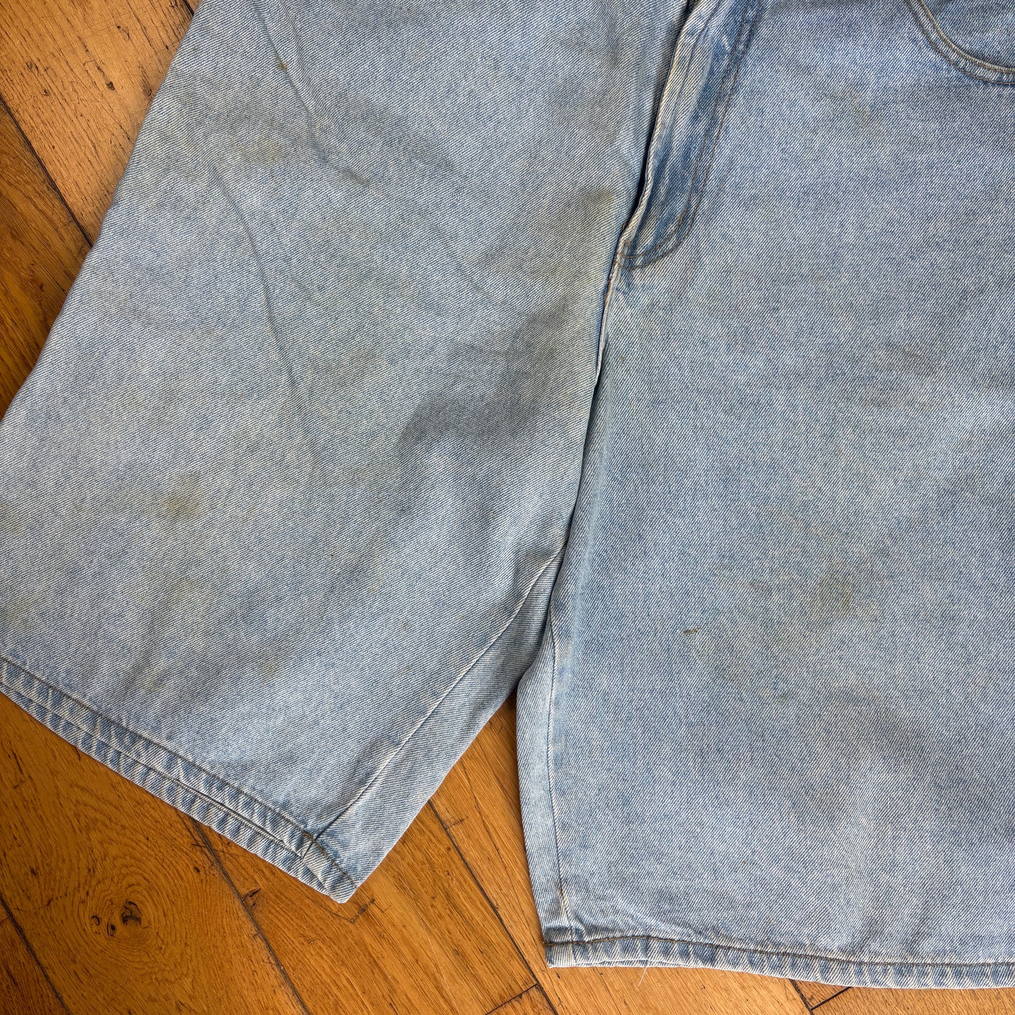 Vintage Bugle Boy Hip Hop Baggy Blue Carpenter Shorts Jorts - 36