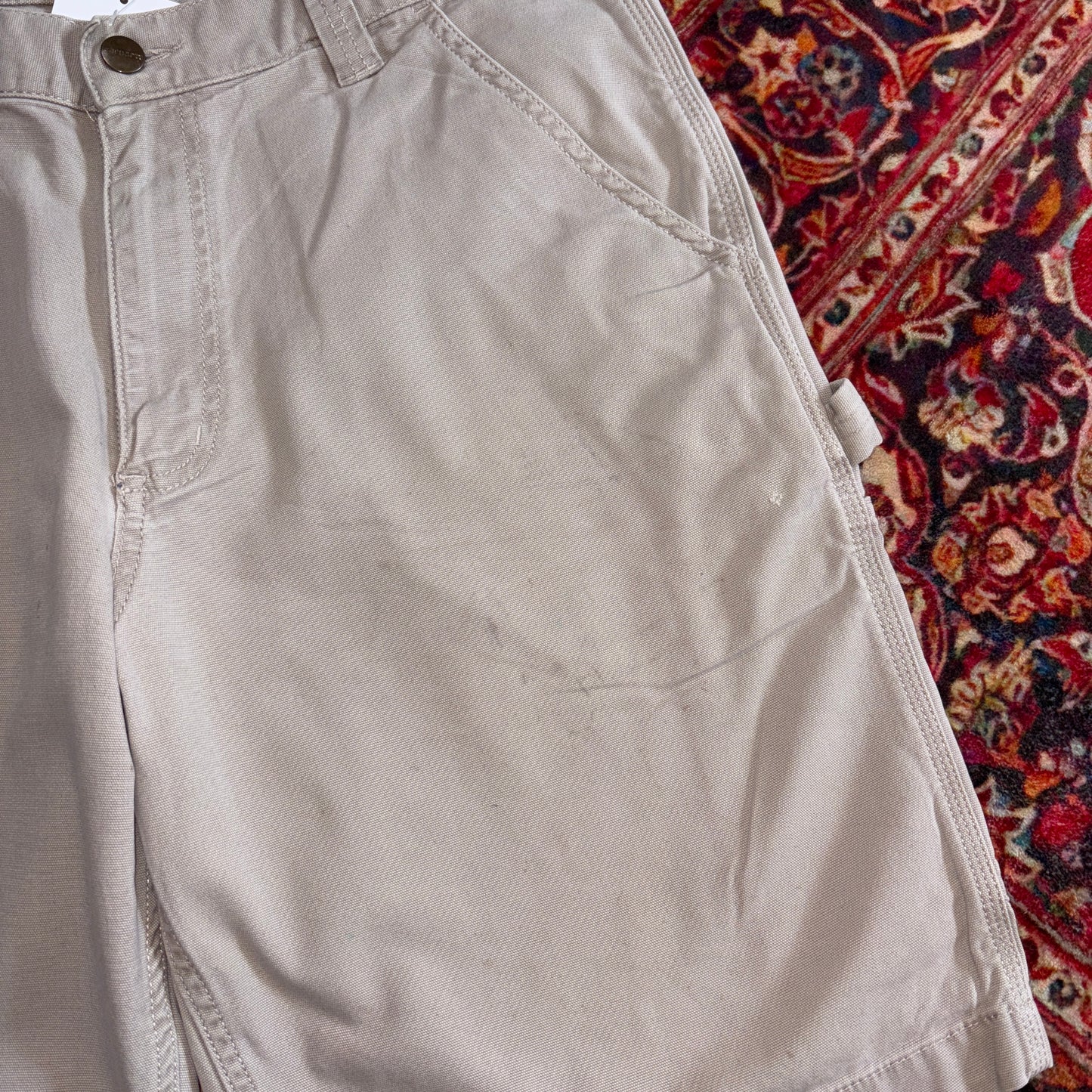 Vintage Carhartt Cream Workwear Baggy Carpenter Shorts - 34