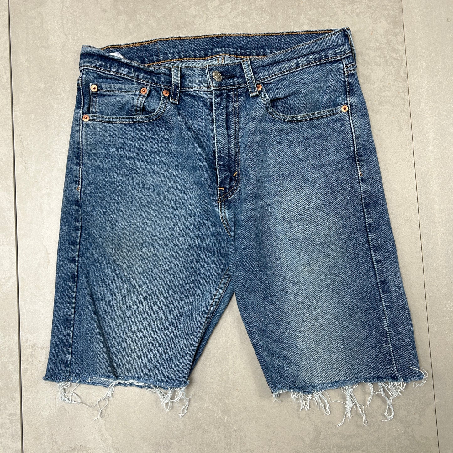 Vintage Levis 505 Blue Baggy Denim Shorts - 32