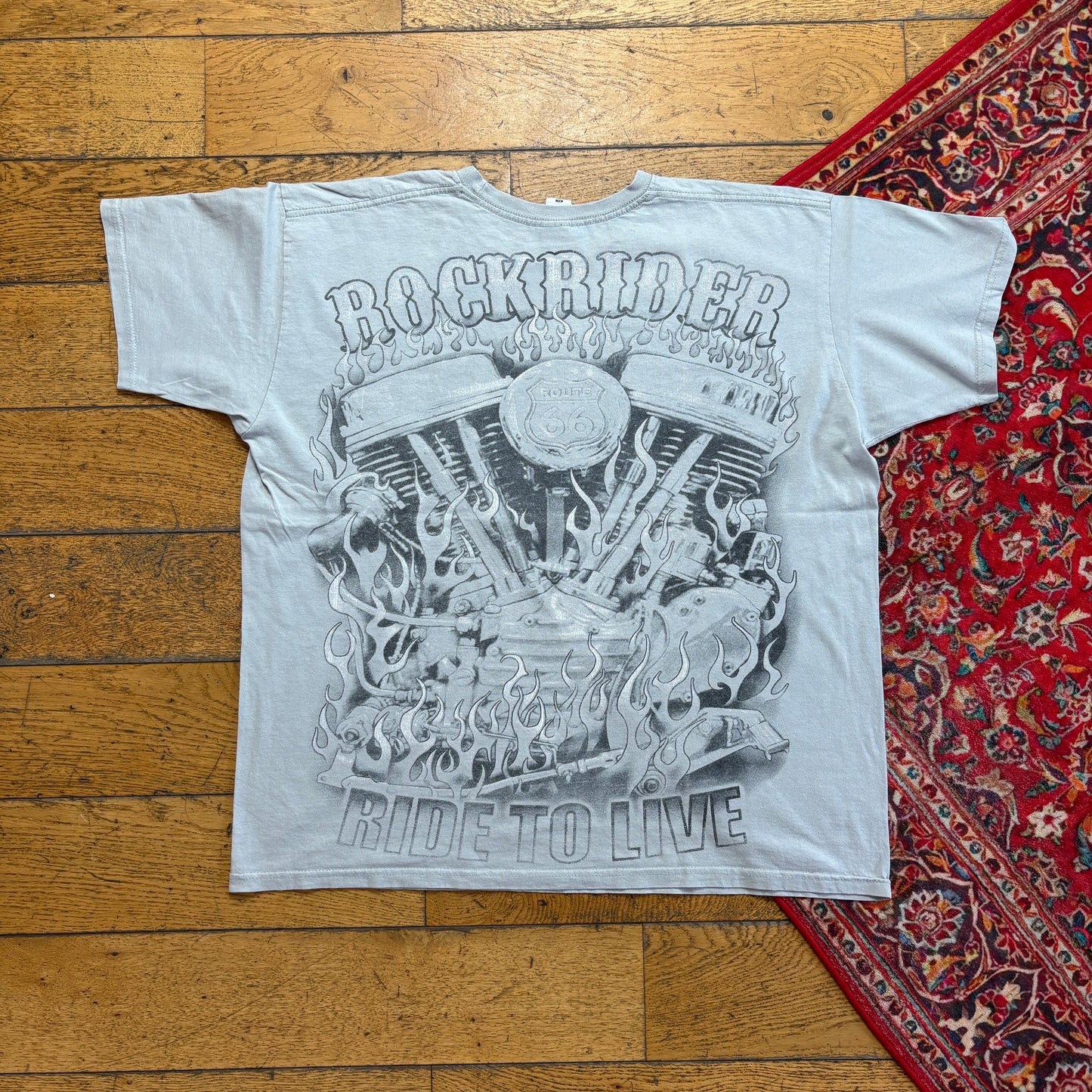 Vintage Grey Motorbike Biker Graphic T-Shirt - XL