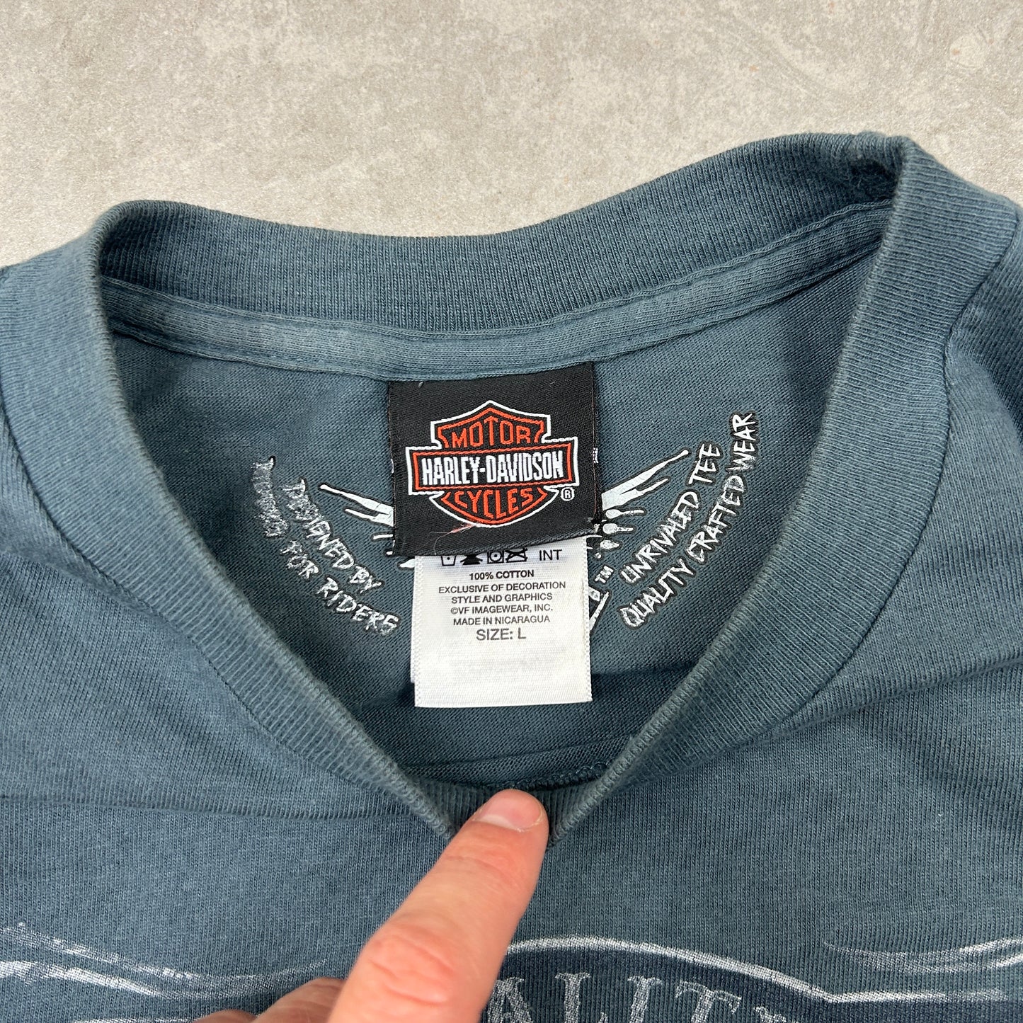 Vintage Harley Davidson Blue Motorbike Graphic T-Shirt - M