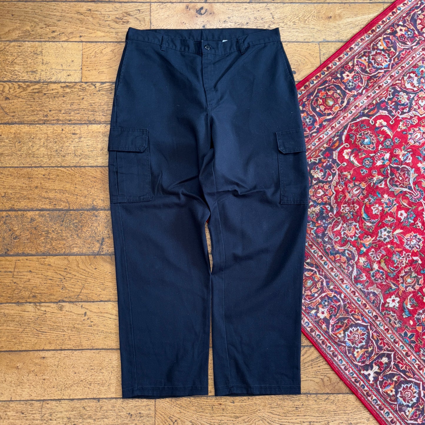 Vintage Dickies 874 Black Skate Baggy Cargo Chino Trousers - 36S