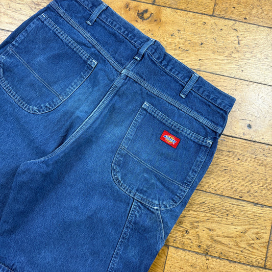 Vintage Dickies Workwear Carpenter Blue Baggy Shorts - 36