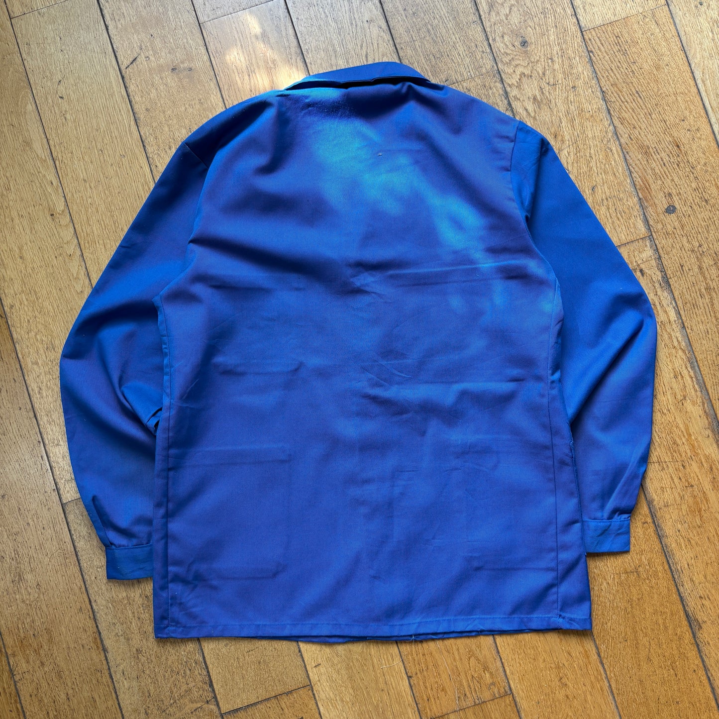 Vintage French Chore Embroidered Workwear Jacket Blue Overcoat - M