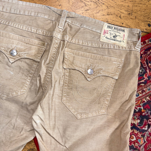 Vintage True Religion Brown Corduroy Embroidered Y2K Shorts Jorts - 42