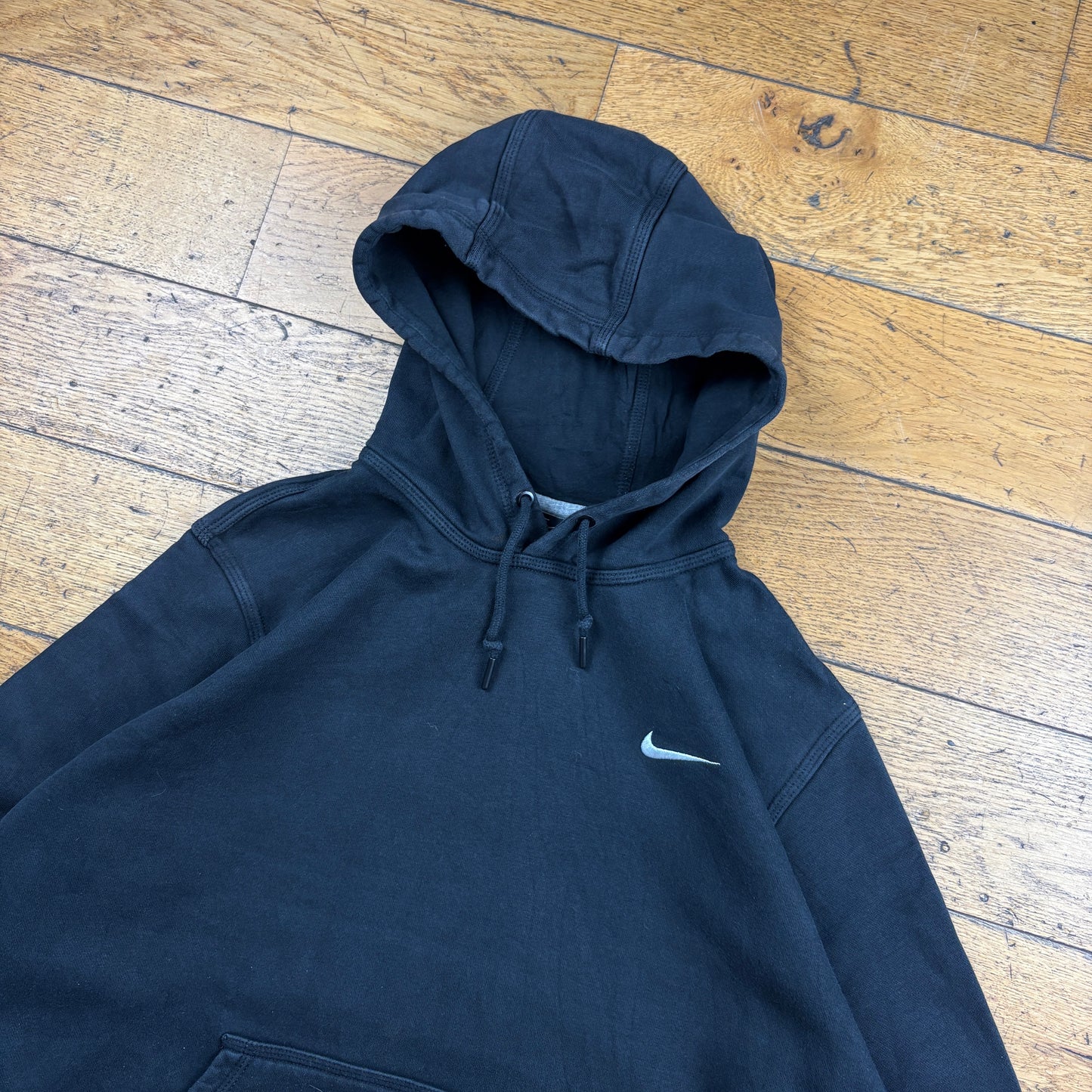 Vintage Nike Black Embroidered Hoodie Sweatshirt - L