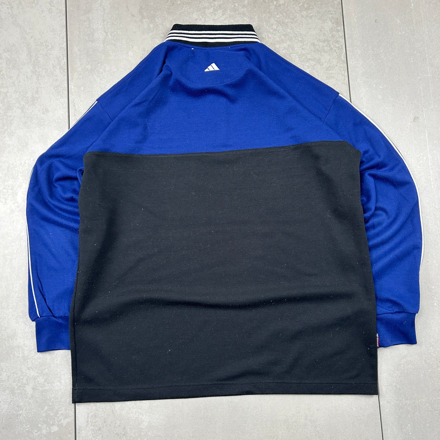 Vintage 90s Adidas Embroidered Blue Black Rugby Polo Shirt - L