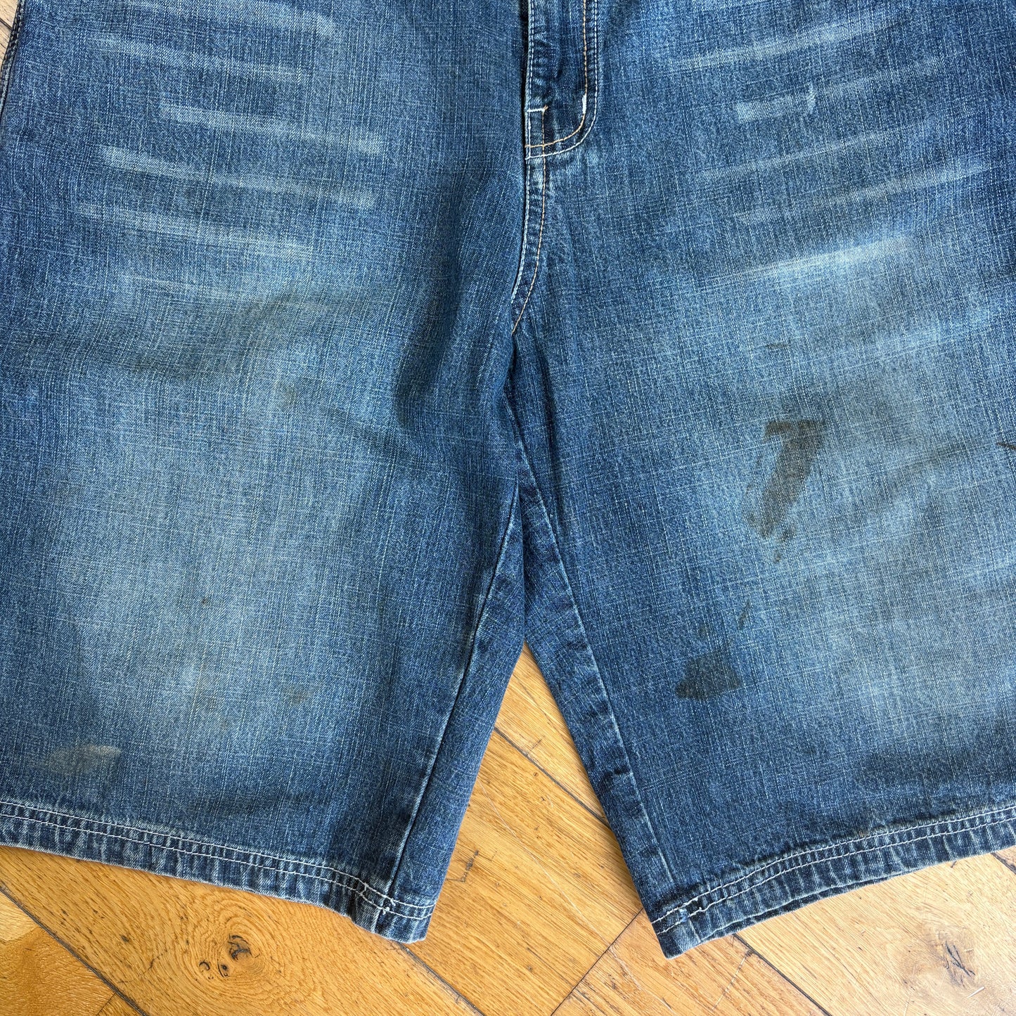 Vintage Focus70 Embroidered Hip Hop Blue Baggy Shorts Jorts - 38