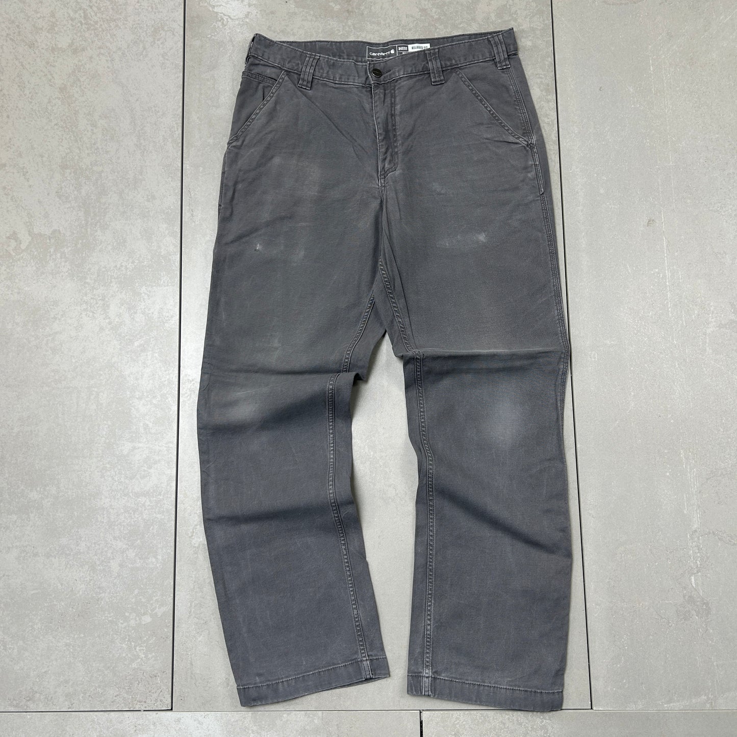 Vintage Carhartt Grey Workwear Carpenter Baggy Trousers - 34