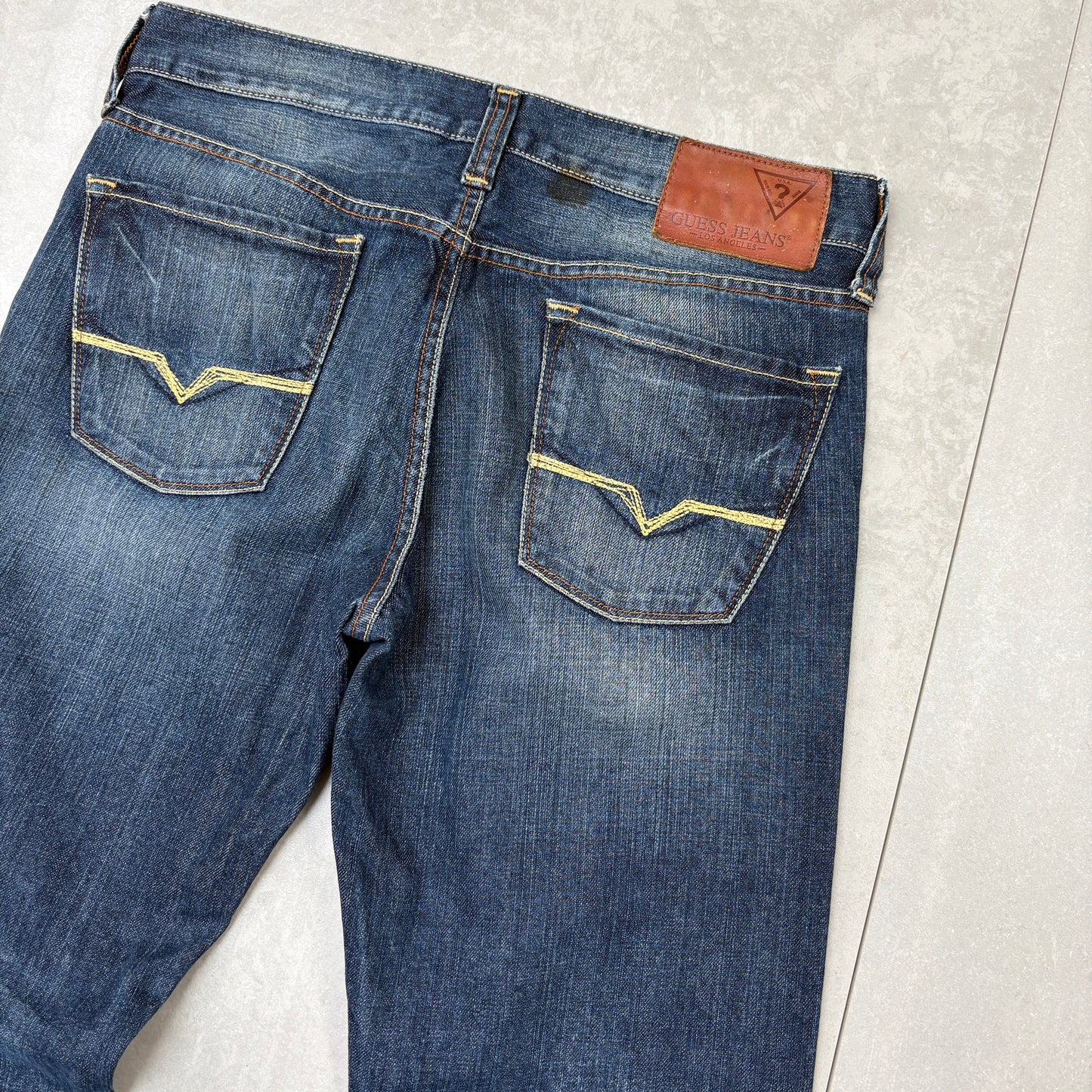 Vintage Guess Embroidered Hip Hop Bootcut Blue Jeans - 33