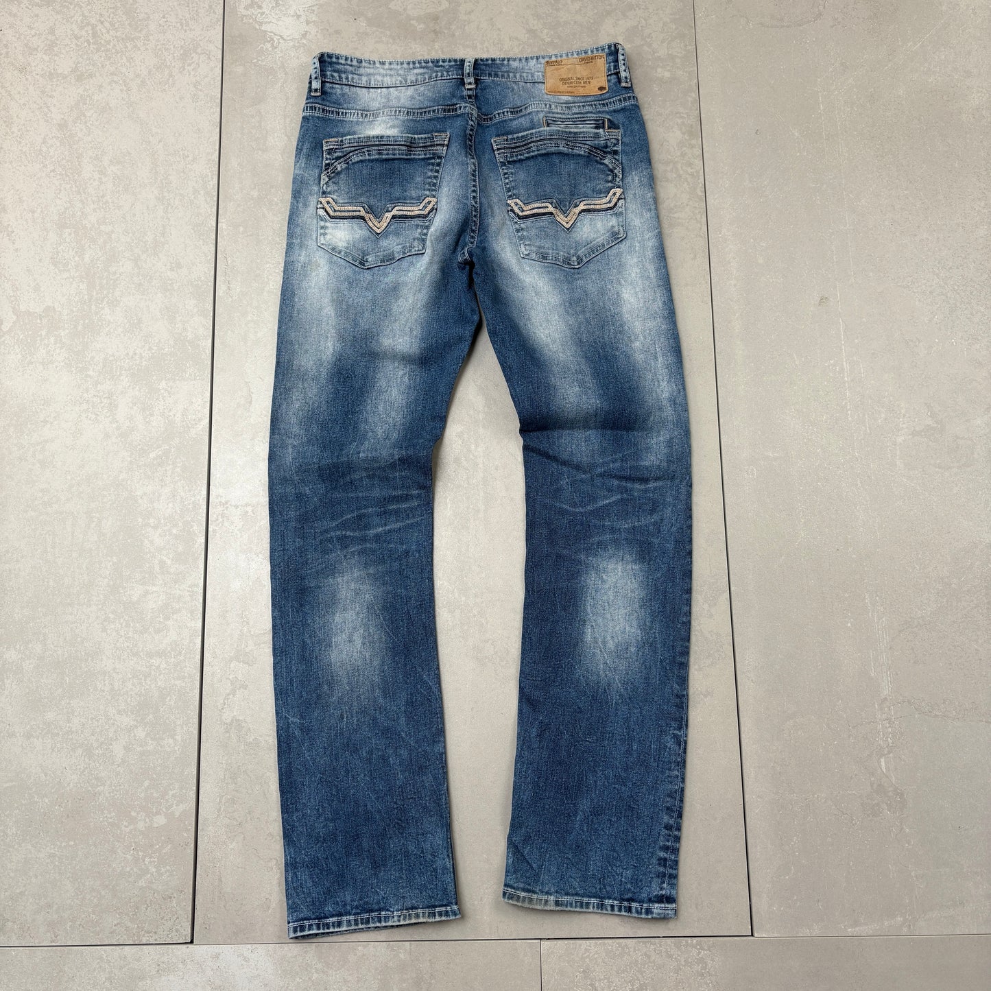 Vintage Embroidered Hip Hop Straight Blue Jeans - 32