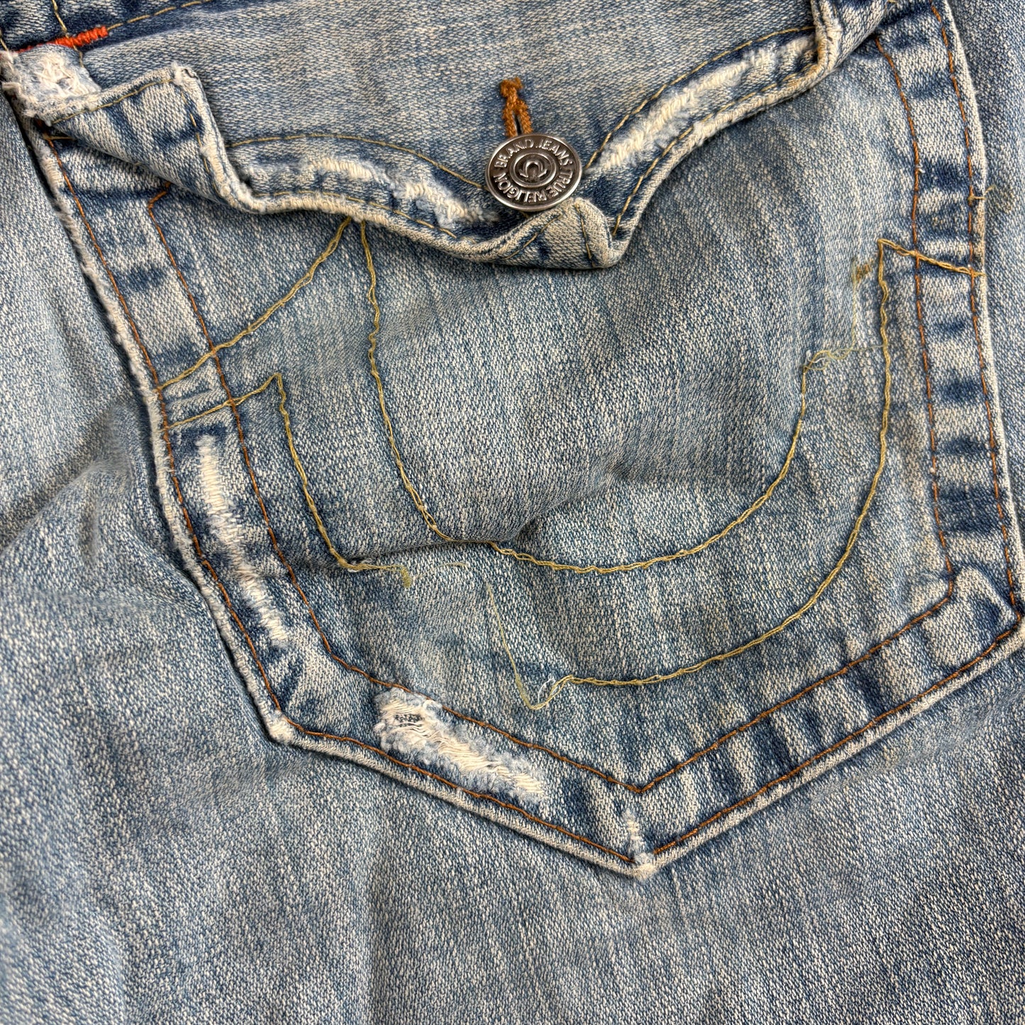 Vintage True Religion Blue Embroidered Y2K Shorts Jorts - 36