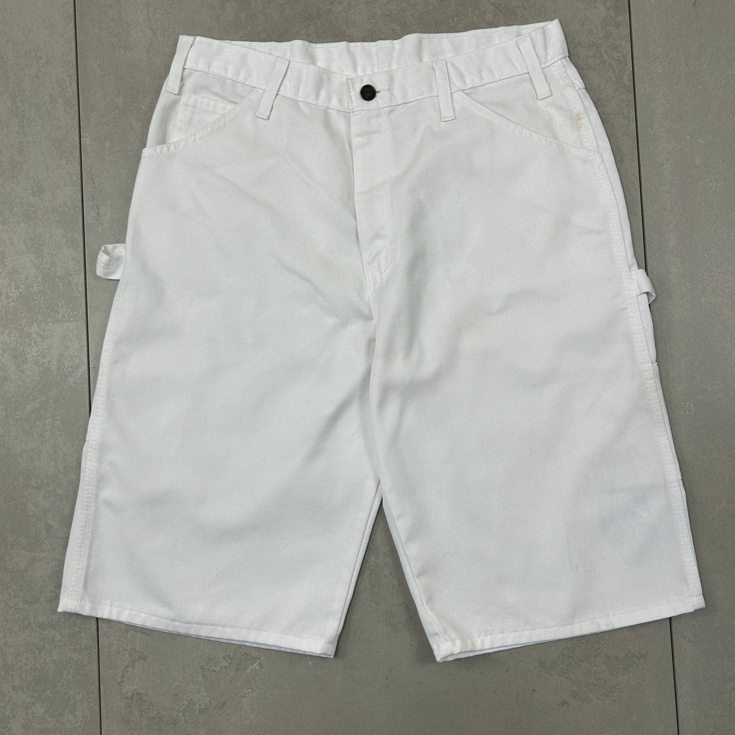 Vintage Dickies Workwear Carpenter Baggy White Shorts - 34