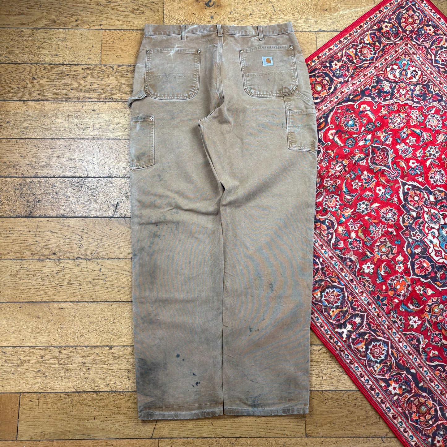 Vintage Carhartt Brown Double Knee Workwear Carpenter Baggy Trousers - 38