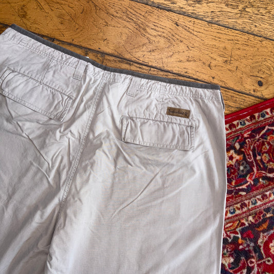 Vintage Timberland Workwear Cream Gorpcore Fatigue Carpenter Baggy Shorts - 36