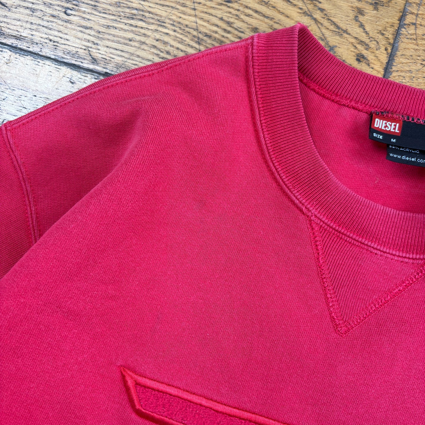 Vintage Diesel Red Embroidered Sweatshirt - M