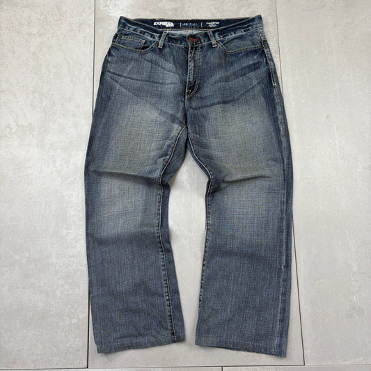 Vintage Embroidered Hip Hop Blue Baggy Jeans - 38