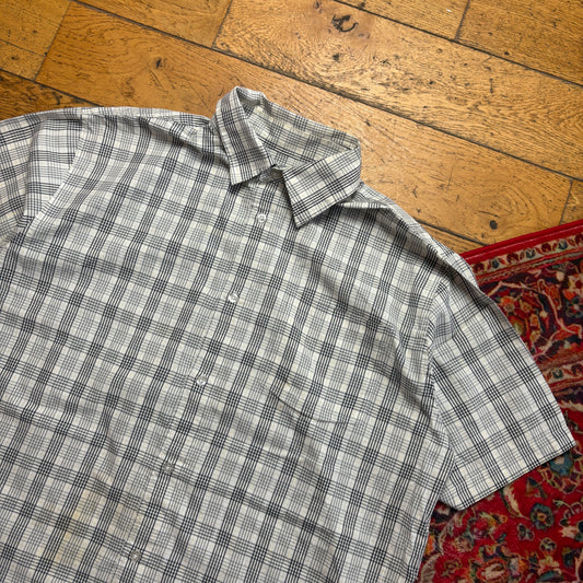 Vintage Avirex Grey White Short Sleeve Check Shirt - XL