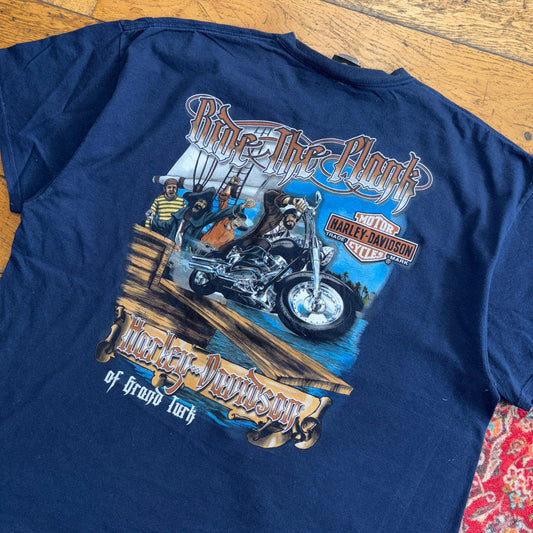 Vintage Harley Davidson Navy Graphic T-Shirt - 2XL