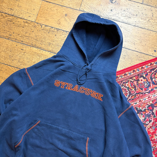 Vintage Starter Navy Syracuse USA College Embroidered Hoodie Sweatshirt - 2XL