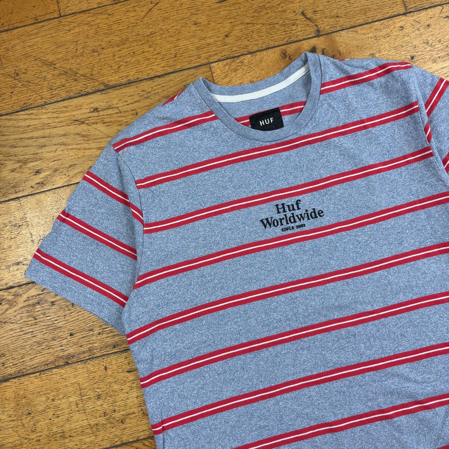 Vintage HUF Grey Skate Stripe T-Shirt - S