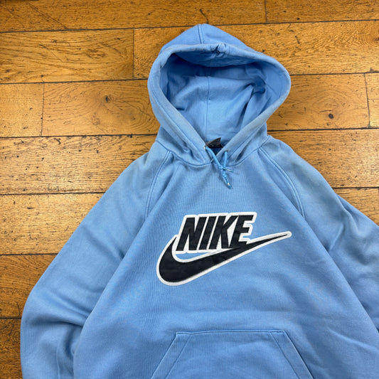 Vintage Nike Blue Embroidered Hoodie Sweatshirt - L