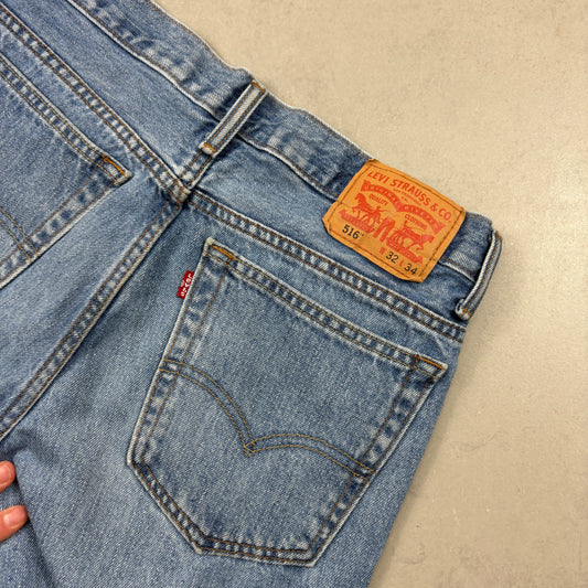Vintage Levis 516 Blue Denim Shorts - Size 12