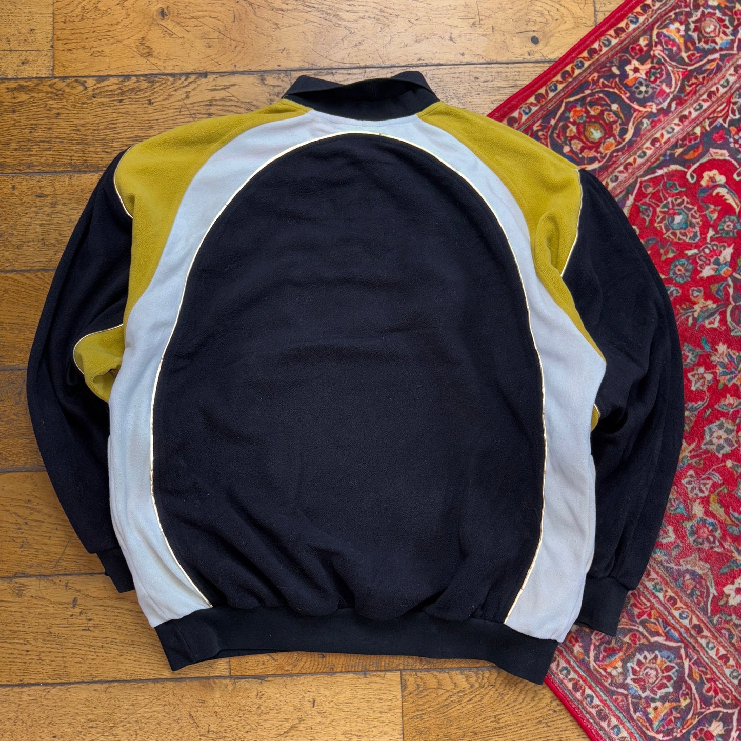 Vintage 90s Kappa Black Yellow Fleece Embroidered Sweatshirt - XL