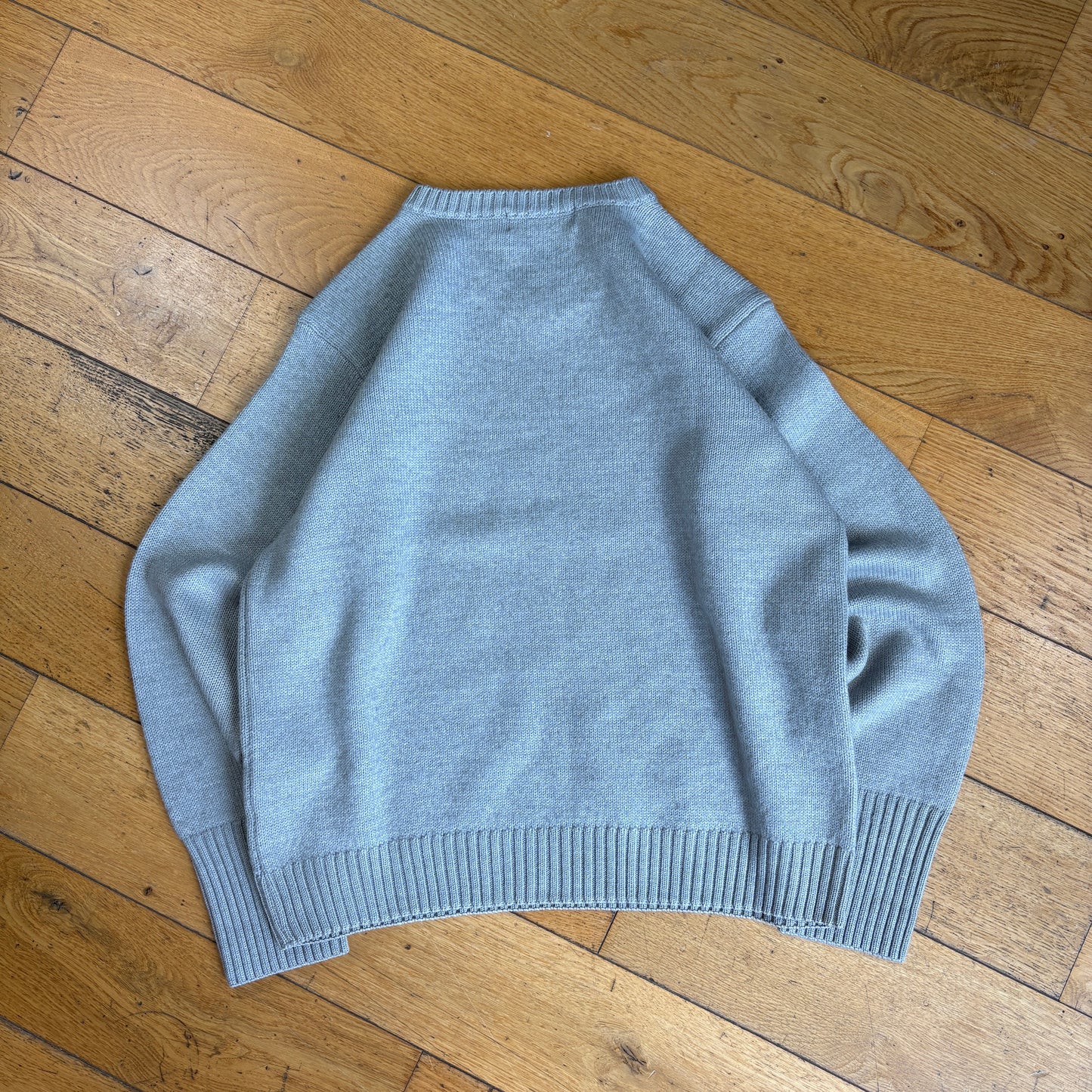 Vintage Ralph Lauren Grey Merino Wool Chunky Knit Jumper - S