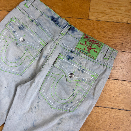 Vintage True Religion Blue Baggy Embroidered Y2K Shorts Jorts - 38