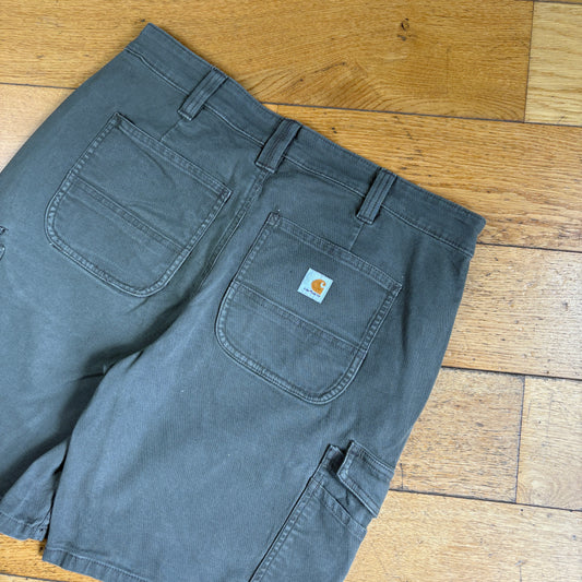 Vintage Carhartt Khaki Green Womens Workwear Baggy Carpenter Shorts - Size 12
