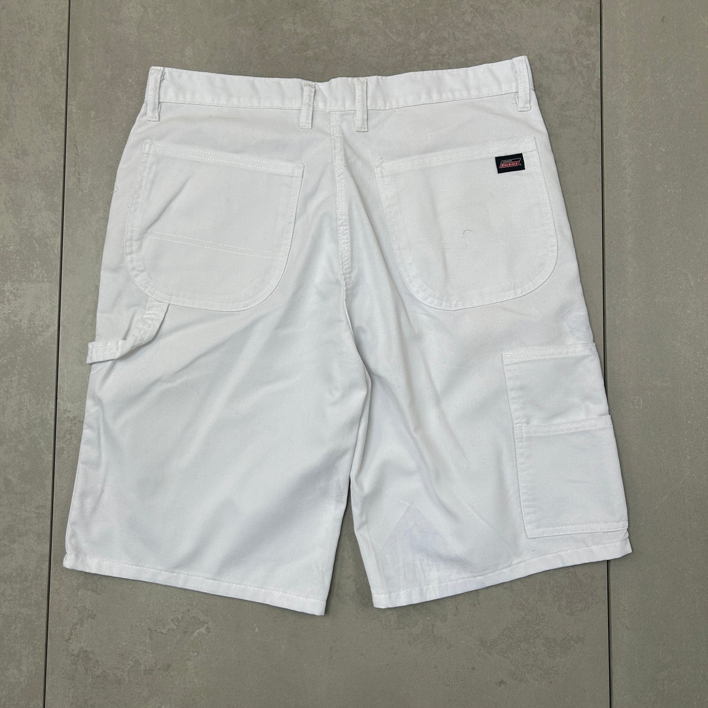 Vintage Dickies Workwear Carpenter White Baggy Shorts - 34