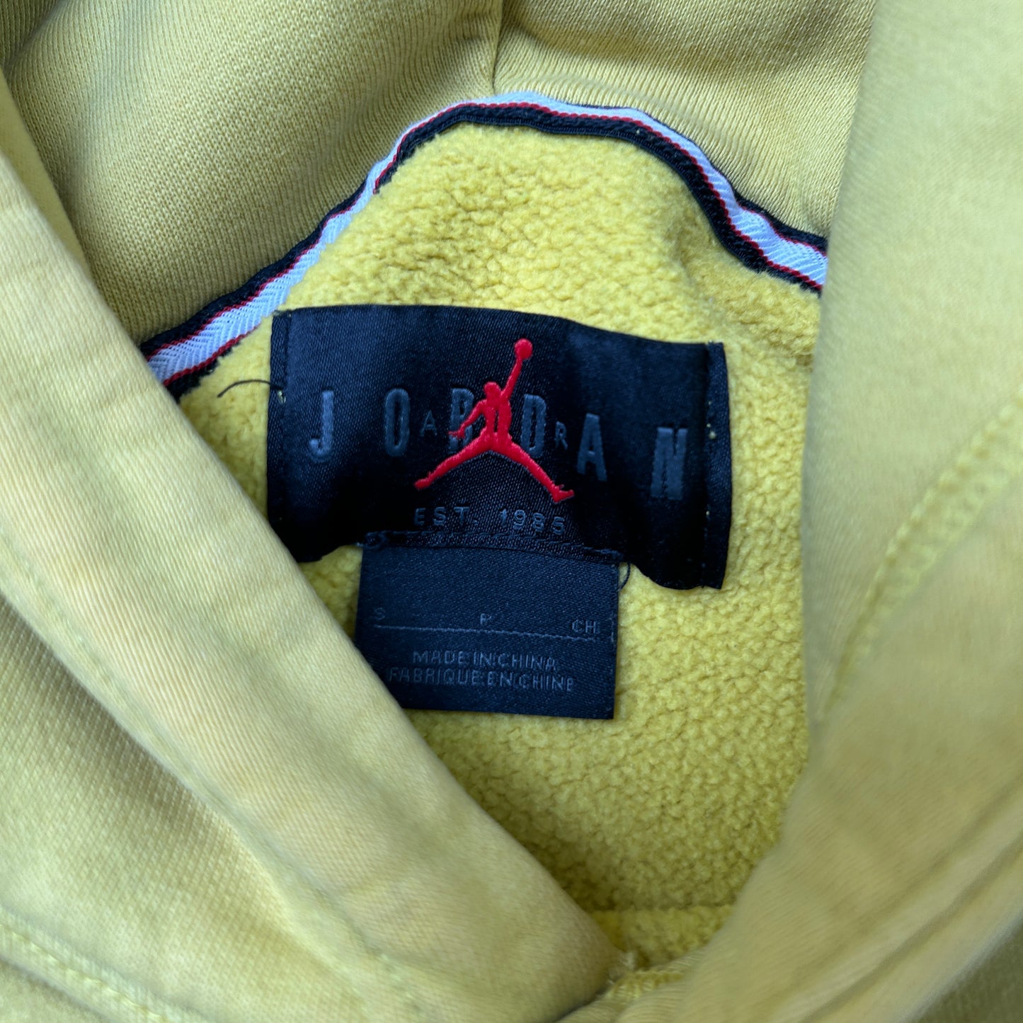 Vintage Nike Jordan Yellow Embroidered Hoodie Sweatshirt - S