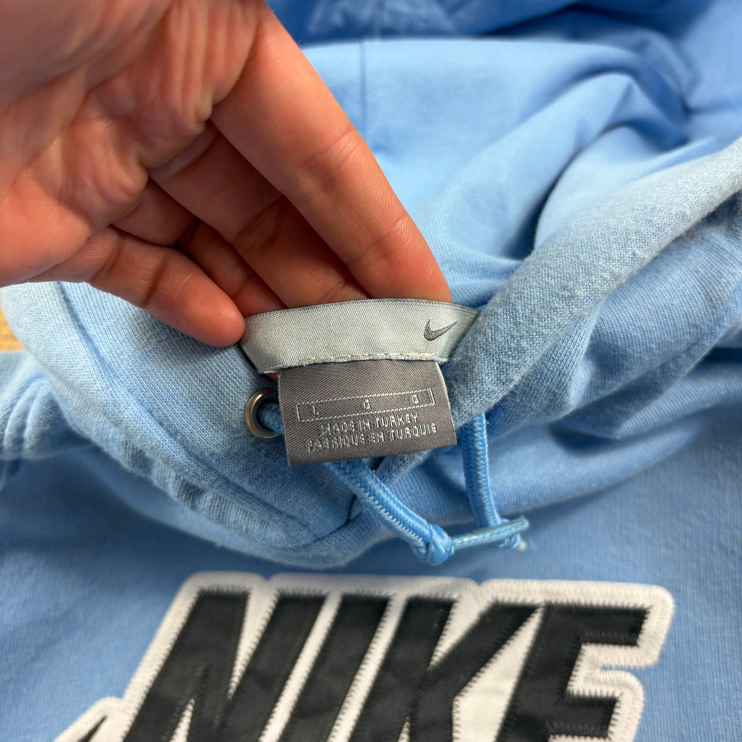 Vintage Nike Blue Embroidered Hoodie Sweatshirt - L
