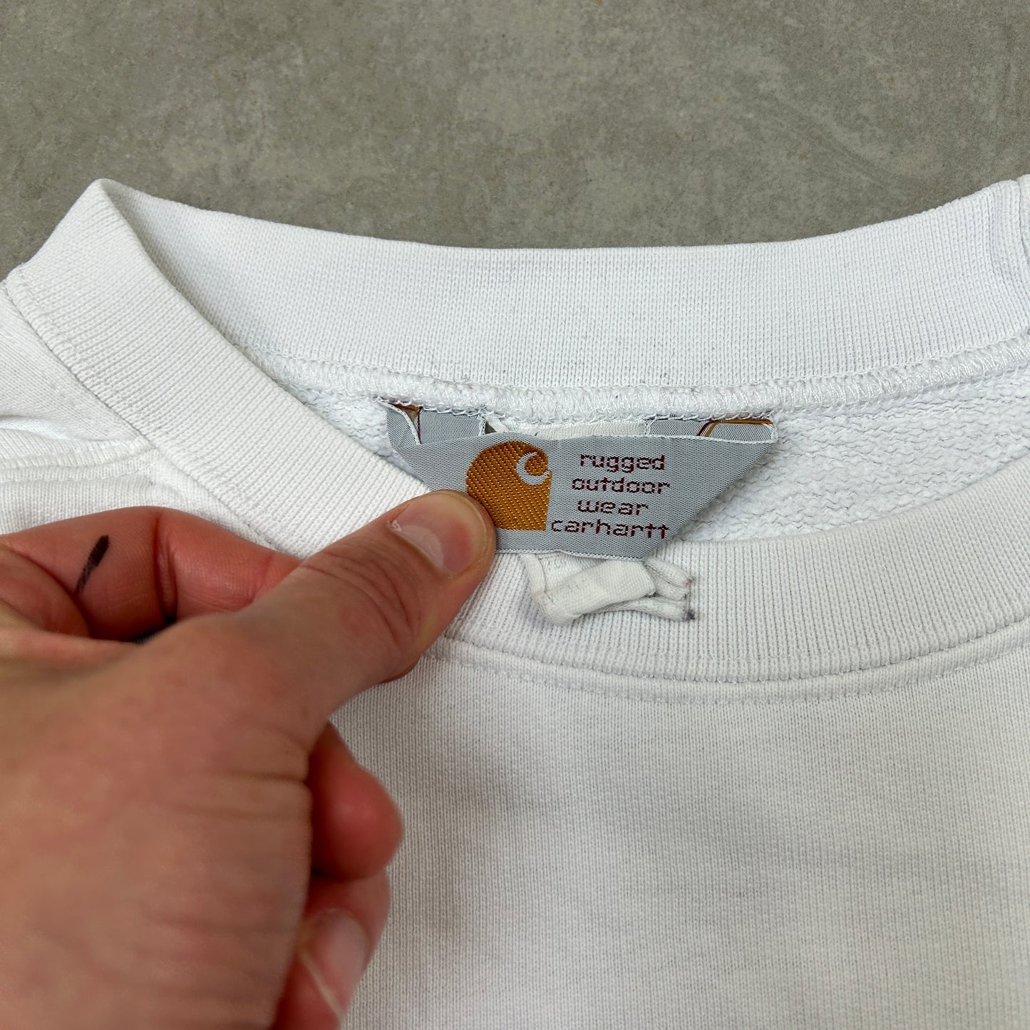 Vintage Carhartt White Embroidered Sweatshirt - XL
