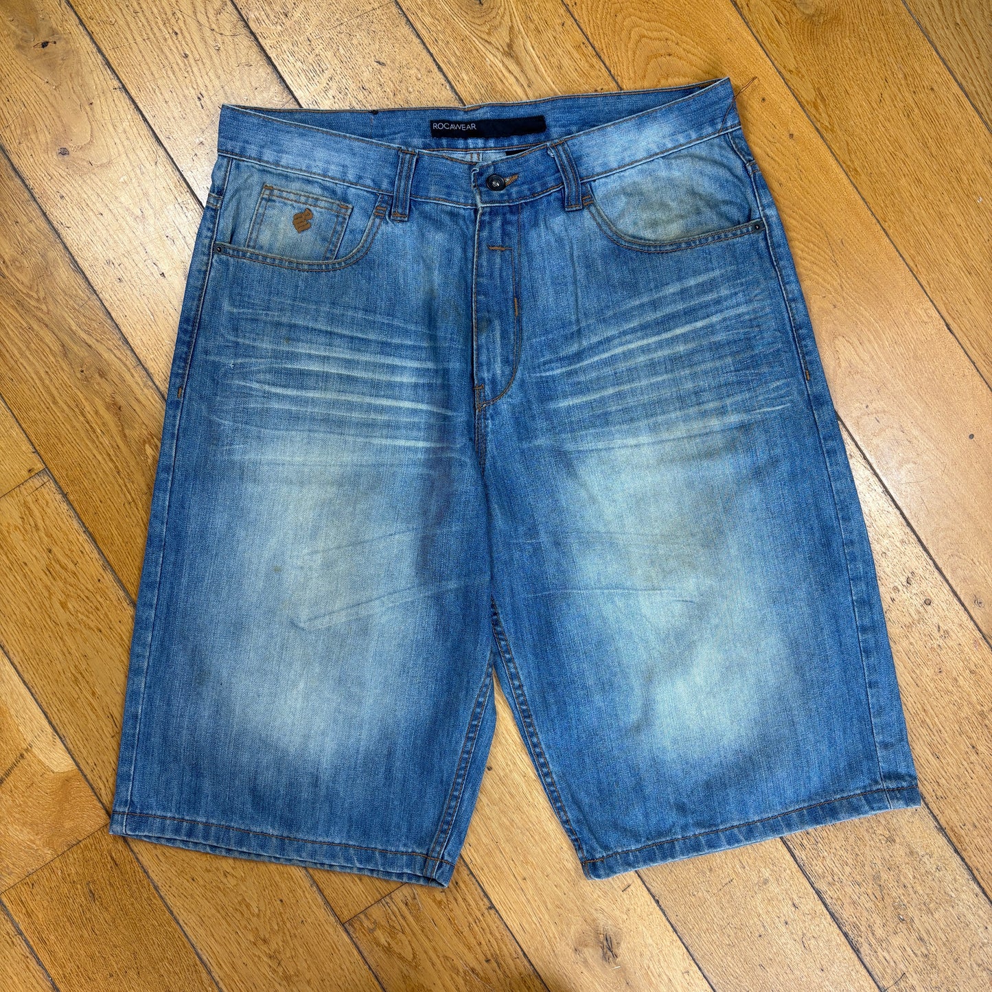 Vintage Rocawear Embroidered Hip Hop Baggy Blue Shorts Jorts - 36