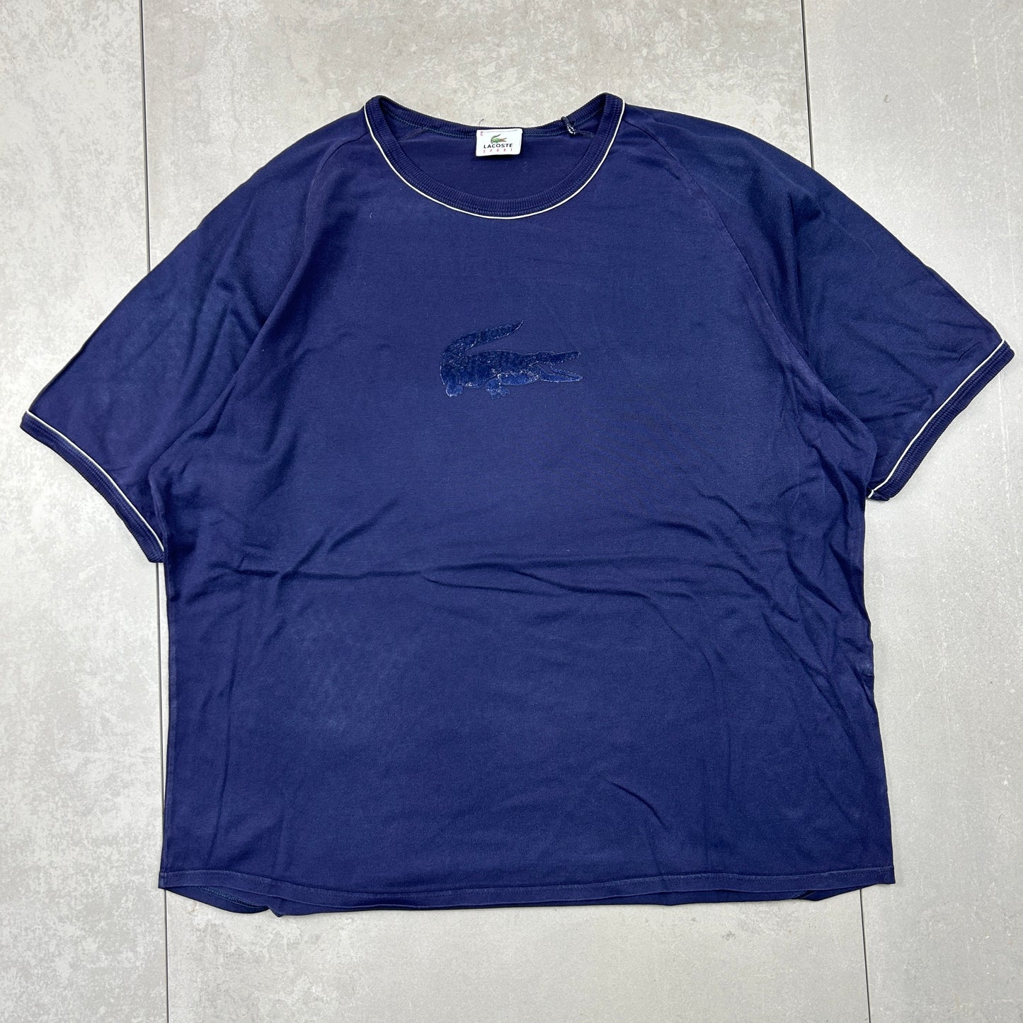 Vintage Lacoste Embroidered Navy Blue T-Shirt - XL